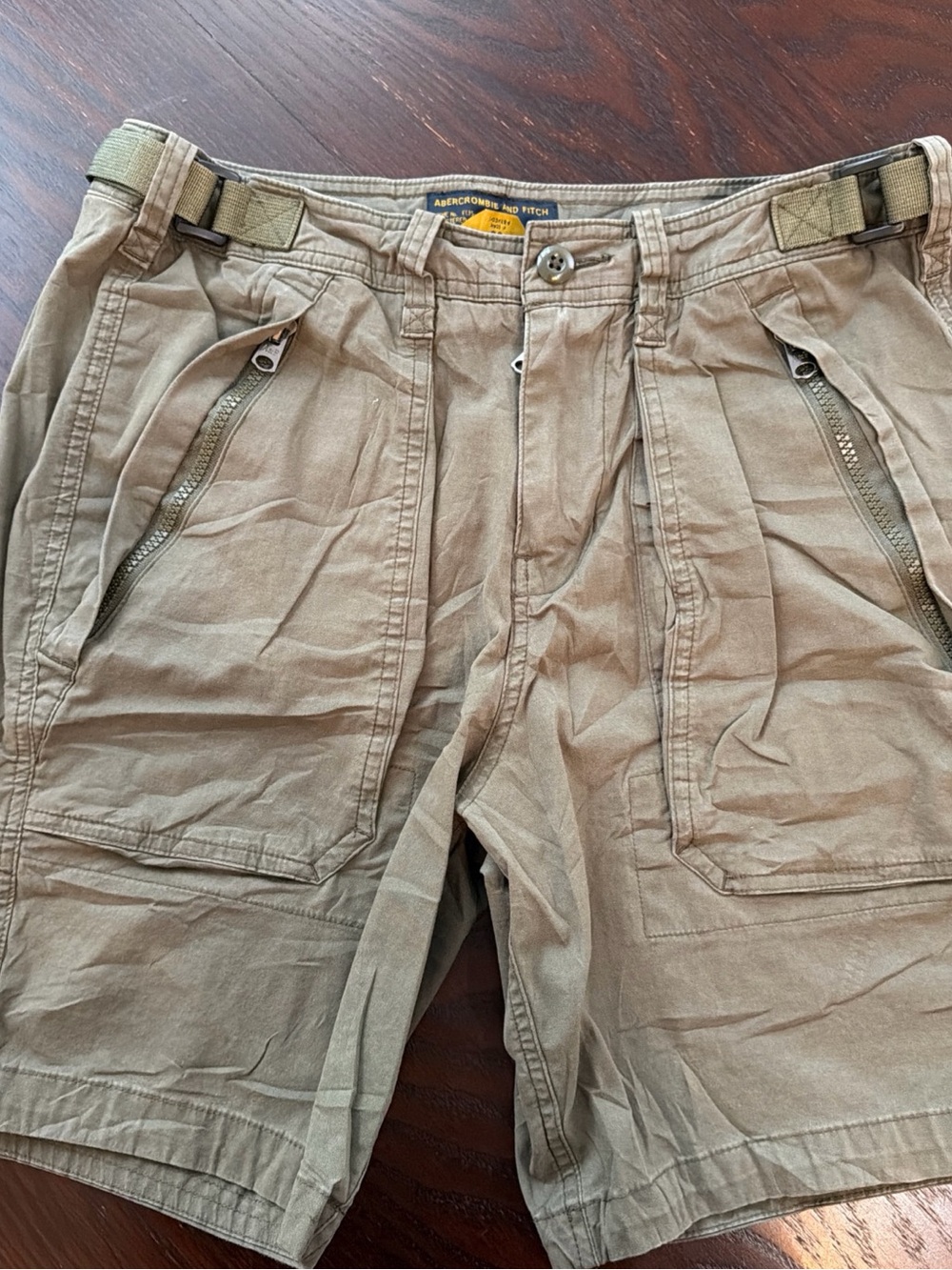 Vtg Y2K Abercrombie & Fitch Mens Cargo Shorts 30 Olive Green Zip Pocket Utility